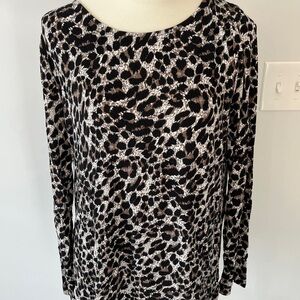 Mario Serrani Leopard Print Long Sleeve Top large